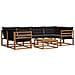 Set di divani da esterno con cuscino 7 pcs Naturale e Nero - Foto miniatura 1