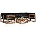 Set di divani da esterno con cuscino 7 pcs Naturale e Nero - Foto miniatura 3