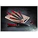 Burgundy Set Di 5 Coltelli Da Cucina Professionali Acciaio Inox Coltello Cuoco Tagliere Rosso - Foto miniatura 3