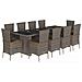 Set Da Pranzo Da Giardino 11pz Con Cuscini In Polyrattan Grigio - Foto miniatura 2