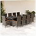 Set Da Pranzo Da Giardino 11pz Con Cuscini In Polyrattan Grigio - Foto miniatura 1