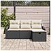 Set Divano da Giardino a 4 Pezzi con Cuscini Nero Polyrattan - Foto miniatura 3
