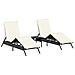 Lettini Prendisole 2 pz con Tavolino Nero in Polyrattan - Foto miniatura 1