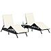 Lettini Prendisole 2 pz con Tavolino Nero in Polyrattan - Foto miniatura 3