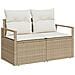 Set Divano da Giardino 7 pezzi con Cuscini Beige Polirattan , Divano da Giardino 2 posti con Cuscini Beige Polirattan - Foto miniatura 4