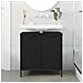 Armadio per Lavabo da Bagno con porta Nero 60,5 x 33,5 x 61 cm - Foto miniatura 4