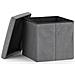 Pouf pieghevole con contenitore - Grigio velluto 38x38x38cm - Foto miniatura 2