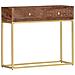 Tavolo Consolle 90x30x75 Cm In Legno Massello Di Mango - Foto miniatura 7