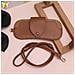 Custodia Portatile Per Occhiali Da Sole In Pelle Pu Con Cordoncino Da Collo Brown - Foto miniatura 2