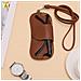 Custodia Portatile Per Occhiali Da Sole In Pelle Pu Con Cordoncino Da Collo Brown - Foto miniatura 3