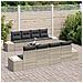 Set da giardino da 7 pezzi con cuscini grigio chiaro in polyrattan - Foto miniatura 3