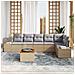 Set di divani da giardino da 7 pezzi con cuscini Beige Polyrattan Acacia - Foto miniatura 3