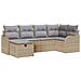 Set divano da giardino  6 pezzi con cuscini beige polyrattan, Divano da giardino  2 posti con cuscini beige polyrattan - Foto miniatura 1