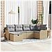 Set divano da giardino  6 pezzi con cuscini beige polyrattan, Divano da giardino  2 posti con cuscini beige polyrattan - Foto miniatura 2