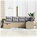 Set divano da giardino  6 pezzi con cuscini beige polyrattan, Divano da giardino  2 posti con cuscini beige polyrattan - Foto miniatura 3
