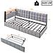 Letto Imbottito, Letto Singolo 90x200cm, Divano Letto Imbottito Con 2 Cassetti, Lampada Da Comodino A Led, Connessione Usb E Tipo C, Letto A Barca Multifunzionale Per Bambini, Velluto+metallo+compensato+mdf, Grigio Chiaro - Foto miniatura 2