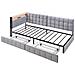 Letto Imbottito, Letto Singolo 90x200cm, Divano Letto Imbottito Con 2 Cassetti, Lampada Da Comodino A Led, Connessione Usb E Tipo C, Letto A Barca Multifunzionale Per Bambini, Velluto+metallo+compensato+mdf, Grigio Chiaro - Foto miniatura 4
