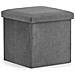 Pouf pieghevole con contenitore - Velluto grigio 30x30x30cm - Foto miniatura 1