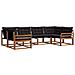Set di divani da esterno con cuscino 6 pcs Naturale e Nero - Foto miniatura 1
