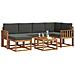 Set di divani da esterno con cuscino 7 pcs Naturale e Antracite - Foto miniatura 3