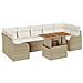 Set di Divani da Giardino 8 Pezzi con Cuscini Beige in Rattan Poliestere Acacia, Divano da Giardino 2 Posti con Cuscini Beige in Rattan Poliestere - Foto miniatura 1