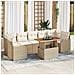 Set di Divani da Giardino 8 Pezzi con Cuscini Beige in Rattan Poliestere Acacia, Divano da Giardino 2 Posti con Cuscini Beige in Rattan Poliestere - Foto miniatura 2