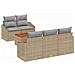 Set di Sofà da Giardino 6 Pezzi con Cuscini Beige Rattan Acacia - Foto miniatura 1