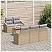 Set di Sofà da Giardino 6 Pezzi con Cuscini Beige Rattan Acacia - Foto miniatura 3