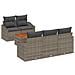 Set Divano da Giardino 6 Pezzi con Cuscini Grigio Poli Rattan Acacia - Foto miniatura 1
