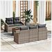 Set Divano da Giardino 6 Pezzi con Cuscini Grigio Poli Rattan Acacia - Foto miniatura 2