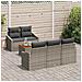 Set Divano da Giardino 6 Pezzi con Cuscini Grigio Poli Rattan Acacia - Foto miniatura 3