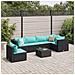 Set Salotto da Giardino con Cuscini 7pz Nero Polyrattan - Foto miniatura 2