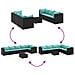 Set Salotto da Giardino con Cuscini 7pz Nero Polyrattan - Foto miniatura 6