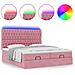 Struttura Letto Pouf con Materassi Rosa 200x200 cm Velluto - Foto miniatura 5