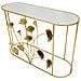 Console Flow Oro Con Top A Specchio E Decori Botanici In Ferro - Foto miniatura 4