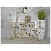Tavolo Consolle Foglia 73-oro-metallo-120x40x80 Cm - Foto miniatura 8