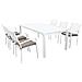 Set Tavolo Giardino Allungabile Rettangolare 200/300 X 100 Con 6 Poltrone In Alluminio Bianco Da Esterno - Foto miniatura 1