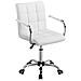Sedia Da Scrivania Bianca Con Rotelle Girevole In Ecopelle Per Computer Altezza Regolabile Con Braccioli Rimovibili - Foto miniatura 2