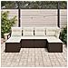Set Divano da Giardino 6 Pezzi con Cuscini Marrone Rattan - Foto miniatura 3