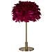Lampada Da Tavolo Ball Feather Bordeaux Con Sfera Di Piume E Stelo Oro - Foto miniatura 1