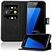 Custodia Compatibile Con Samsung Galaxy S7 Edge In Nero Carbone - Coperchio Protettiva Con Chiusura Magnetica, Funzione Stand E Tasca Per Le Carte - Foto miniatura 1