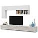Mobile Da Soggiorno Porta Tv, Con Due Ante, Modulo Pensile E Mensola, Color Cemento E Bianco Lucido, Misure 260 X 32 X 42 Cm - Foto miniatura 2