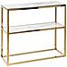 Tavolino Consolle Azusa Vetro Temperato Marmo Bianco - Foto miniatura 9
