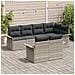 Set di divani da giardino  7 pezzi con cuscini grigio chiaro in polyrattan, Divano da giardino  2 posti con vano contenitore e cuscini grigio chiaro in polyrattan - Foto miniatura 3
