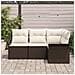Set Divano da Giardino a 4 Pezzi con Cuscini Rattan Polyrattan Marrone, Divano da Giardino a 2 Posti con Spazio di Stoccaggio e Cuscini Rattan Polyrattan Marrone - Foto miniatura 3