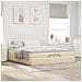 Struttura Letto Pouf con Materasso Crema 160x200 cm in Tessuto - Foto miniatura 3