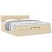 Struttura Letto Pouf con Materasso Crema 160x200 cm in Tessuto - Foto miniatura 5