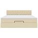 Struttura Letto Pouf con Materasso Crema 160x200 cm in Tessuto - Foto miniatura 7