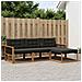 Set di divani da esterno con cuscino 4 pcs Naturale e Nero - Foto miniatura 2
