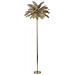 Lampada Da Terra Palm Color Cammello In Metallo Dorato Con Piume Di Struzzo - Foto miniatura 1